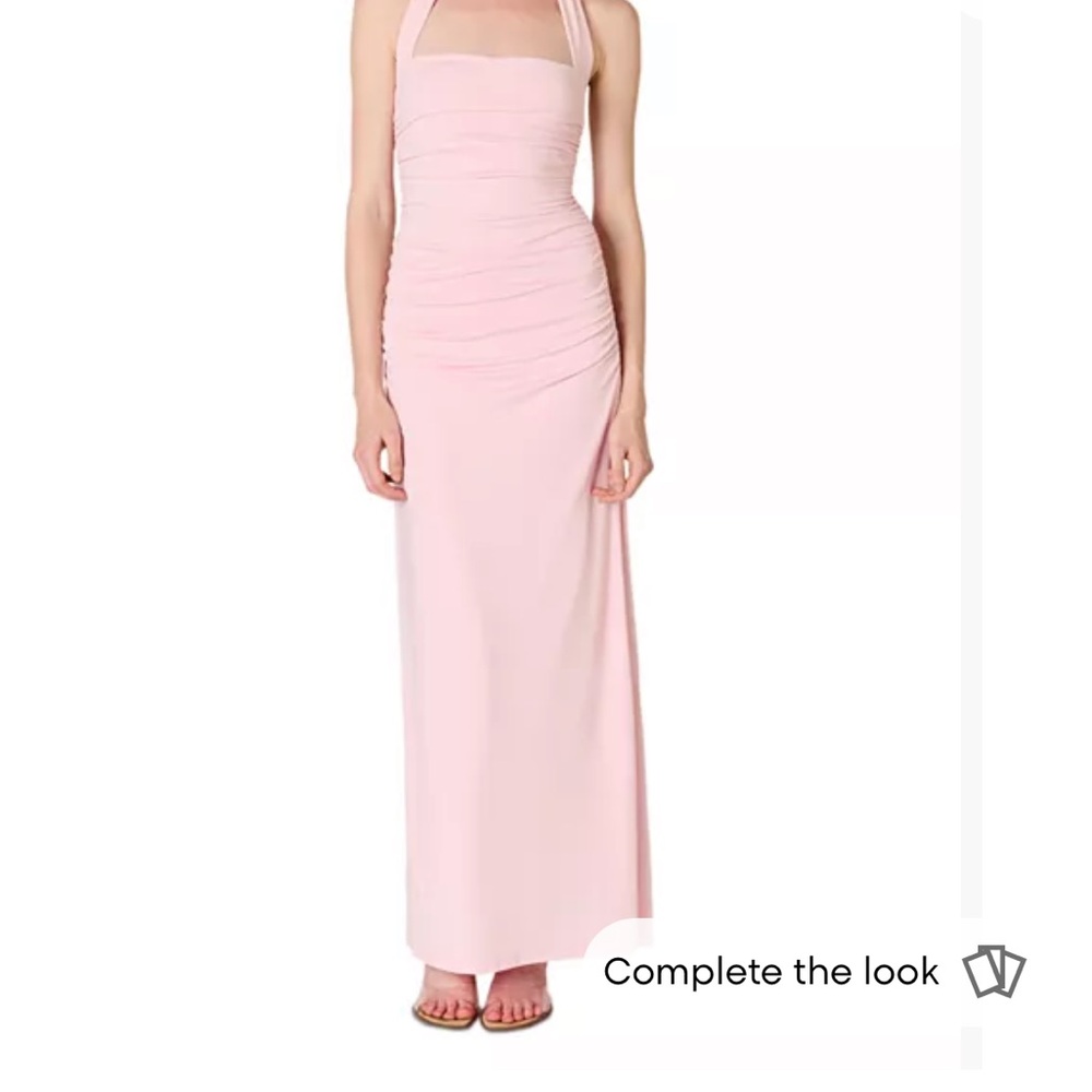 Elegant Light Pink Halter Maxi Dress - Women's Formal Gown